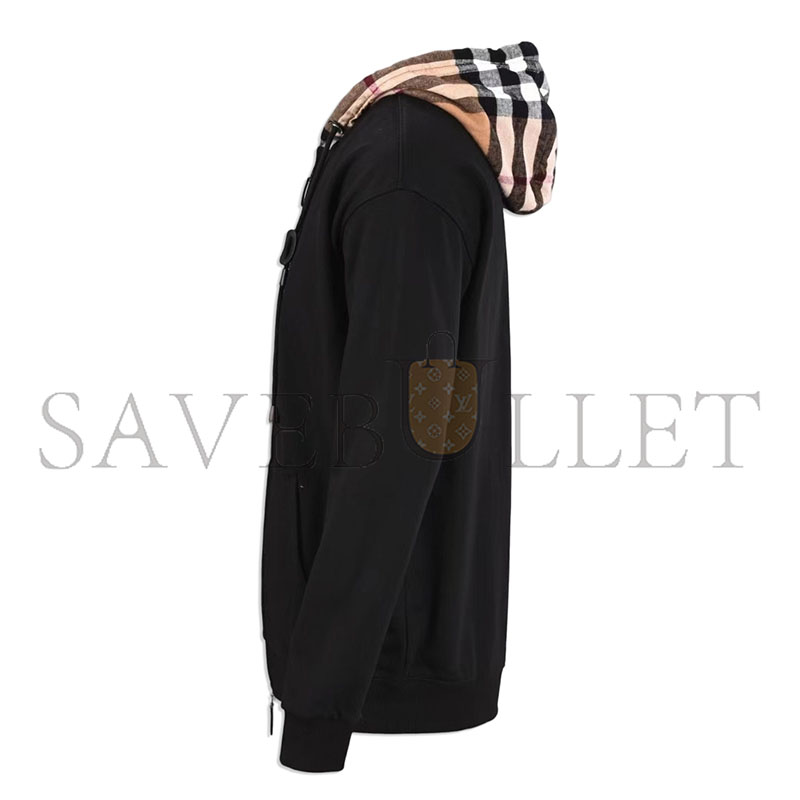 BURBERRY CHECK HOOD COTTON ZIP HOODIE 80558681